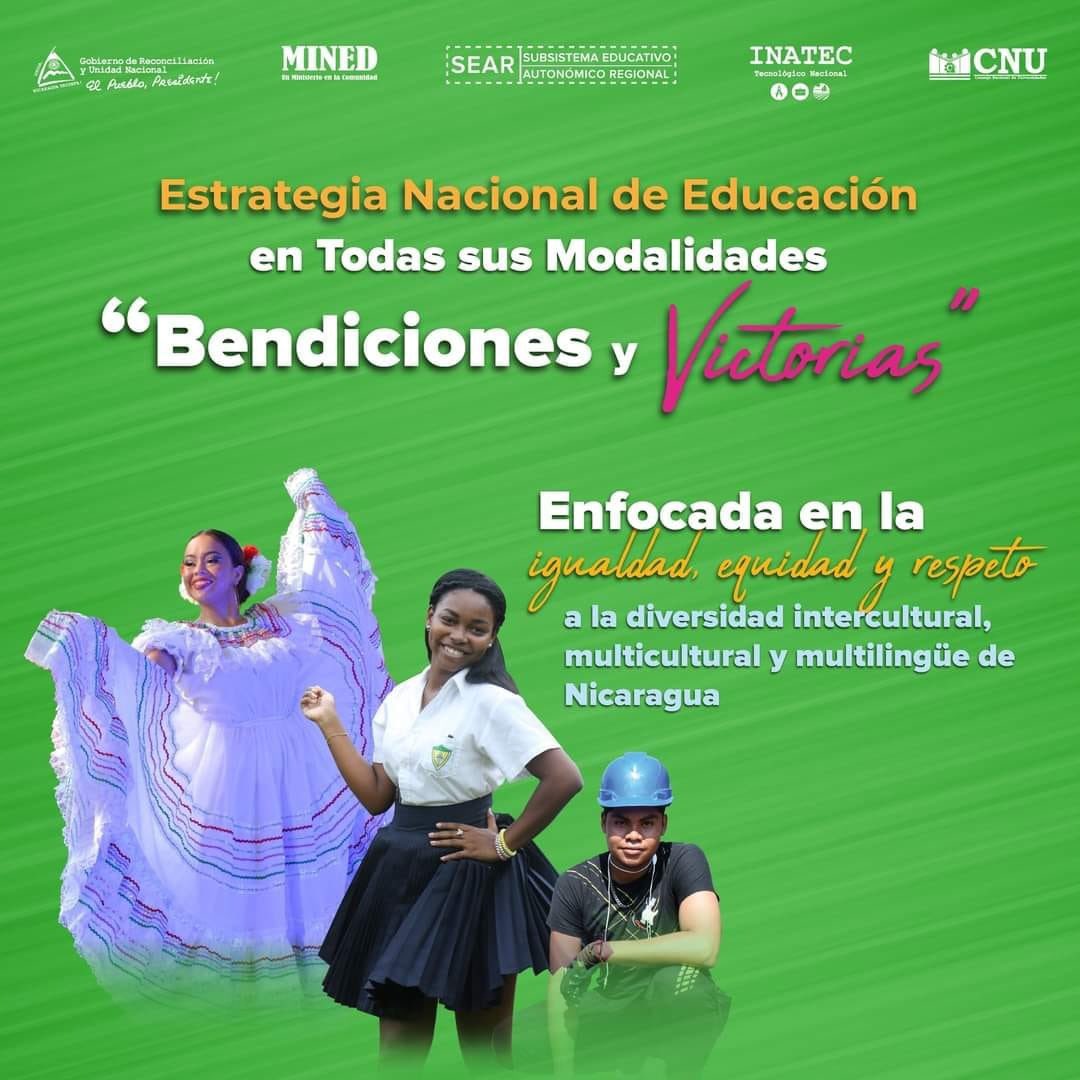 unanleon's tweet photo. La Estrategia Nacional de Educación en todas sus modalidades "Bendiciones y Victorias" 2024- 2026, está enfocada en la igualdad, equidad y respeto a la diversidad intercultural, multicultural y multilingüe de Nicaragua. https://t.co/106V6HxzCX