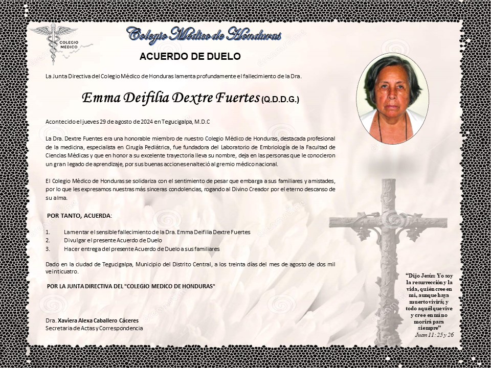 ColegioMedicoHN's tweet photo. Dra. Emma Deifilia Dextre Fuertes (Q.D.D.G.) https://t.co/sm5Gth9acF