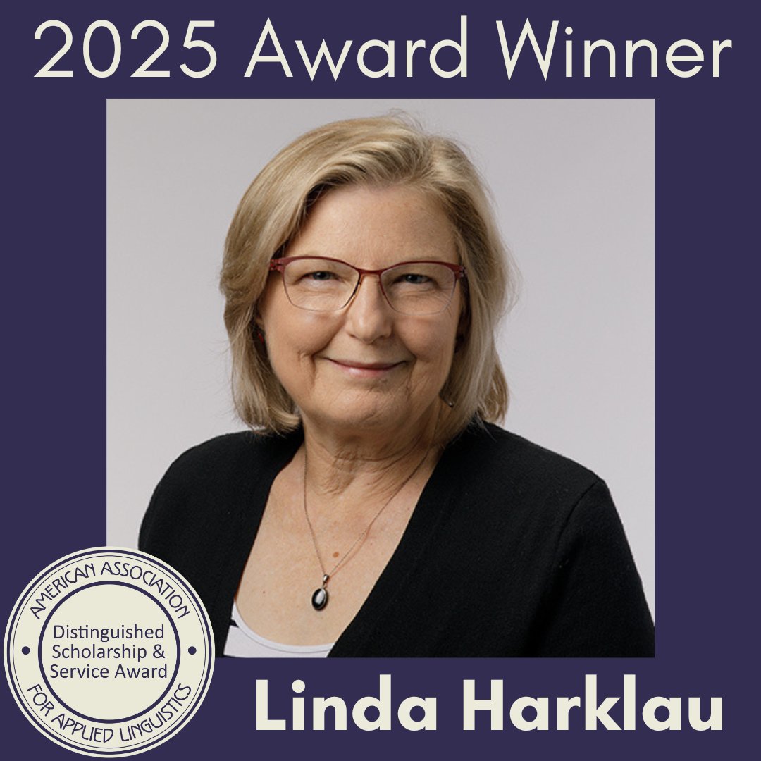 AAALinks's tweet photo. Congratulations to Linda Harklau, Winner of the AAAL 2025 Distinguished Scholarship &amp; Service Award! https://t.co/alx1ie4jrE