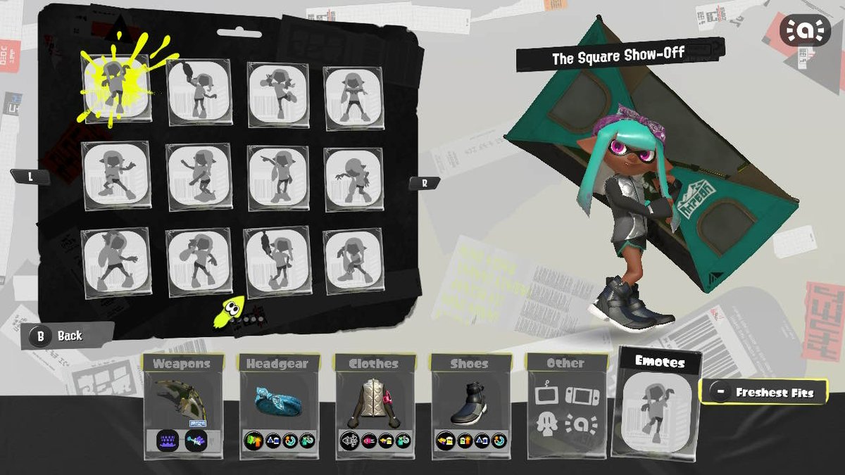 desertmechanic's tweet image. It's time for #fourfriday with Brooke!

On the left is her work clothes - as she works at the Inkopolis Square Ammo Knights - while the right is her casual clothes!

She is also a Sorella Tenta Brella player (as of Splat 3, as she used to main the base Tenta Brella) (1/2)