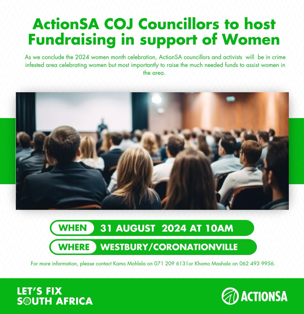 SthembeloMajola's tweet image. As we conclude the 2024 women month celebration,  ActionSA Councillors and activits will be in crime infested area celebrating women but most importantly to raise the much needed funds to assist women in the area.