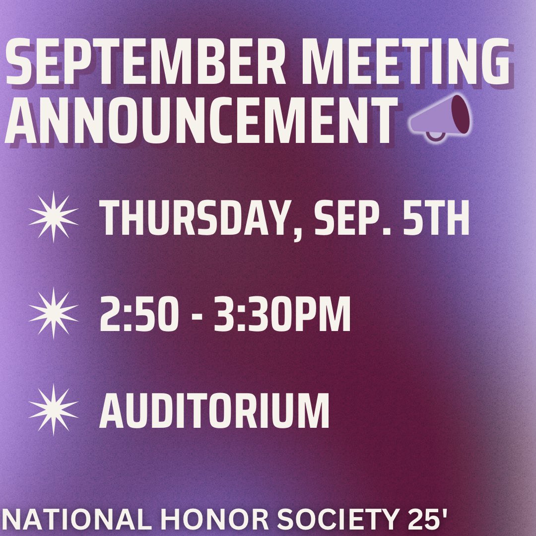 FIRST NHS MEETING ANNOUNCEMENT‼️
If you’re not available to attend, please see the recap email on Friday!