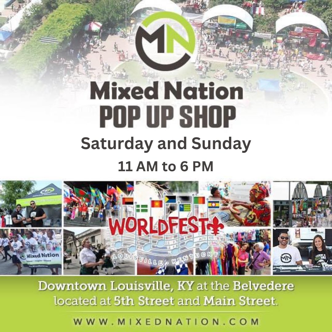 MixedNation's tweet photo. See you at the #WorldFest in Louisville, KY. this weekend! ✌🏽❤️🙂 #MixedNation #Multicultural #Unity https://t.co/r4spLAakzg