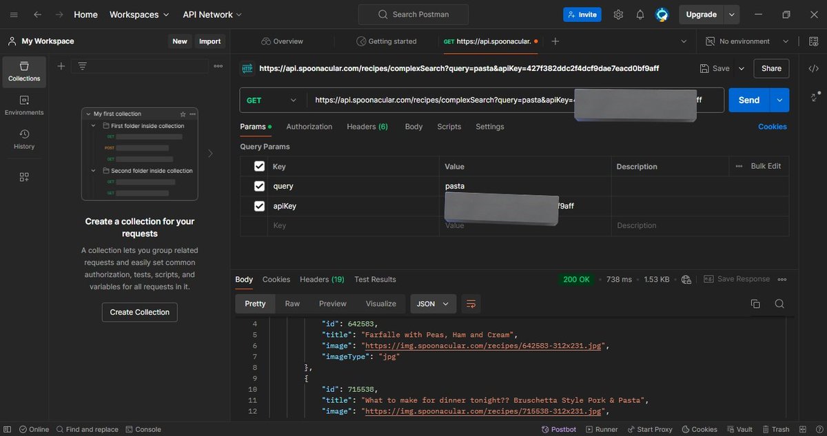 CodingKevCare's tweet image. Day 27 - 28 of #100DaysOfCode 
Got the idea of how Hooks work and it's project time to solidify the understanding... 
Starting with useEffect: a hook that performs side effects like fetching data... meaning we have to look into APIs.
Played with Postman for APIs before project