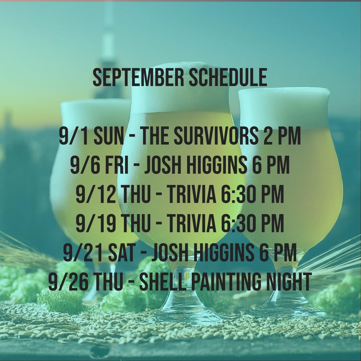 Here's the September schedule of events!