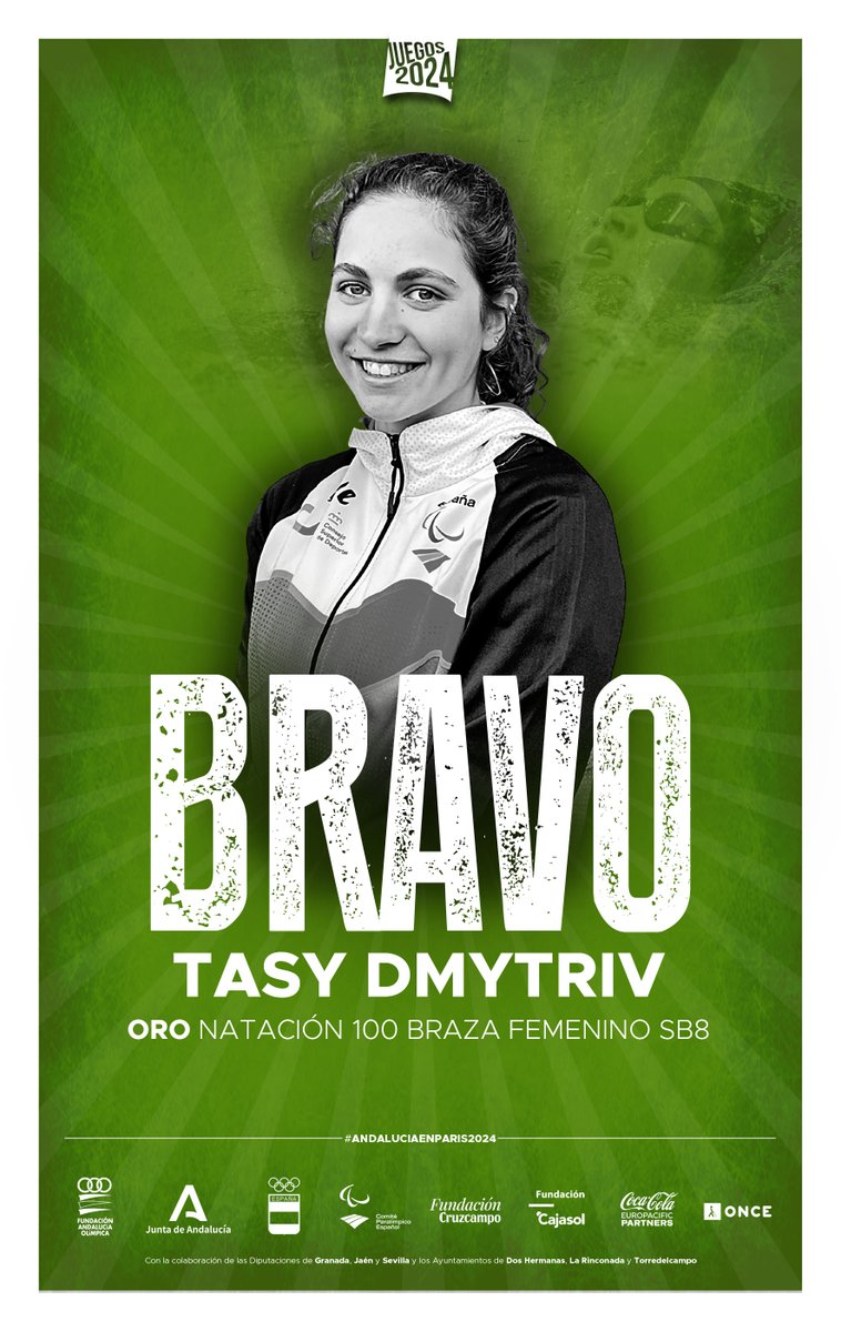 🏊‍♀️ Tasy Dmytriv redacta una página de la historia del deporte #andaluz

‼️ La #almeriense campeona #paralímpica de los 100 metros braza femeninos clase 8

¡Y con sólo 16 años...! 😍

#AndalucíaenParís2024 #AndalucíaElLugarDelDeporte
fundacionandaluciaolimpica.org/tasy-dmytriv-r…