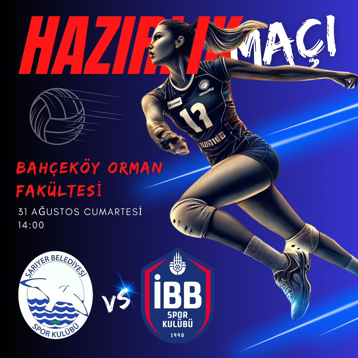 Yeni sezona fırtına gibi bir başlangıç yapmak için sahaya çıkıyoruz! İlk sınavımızda gücümüzü ve kararlılığımızı göstermek için sabırsızlanıyoruz! 🏐🤾🏻‍♀️

🆚 Rakip: İBB
🗓️Tarih: 31 Ağustos Cumartesi 
🕓 Saat: 14:00
📍 Yer: Bahçeköy Orman Fakültesi

Tüm taraftarlarımızı bekliyoruz💪