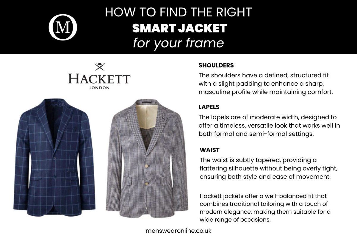 MenswearonlineU's tweet image. Achieve a sharp, classic look with Hackett smart jackets! Our guide helps you find the perfect fit that embodies British elegance and style. menswearonline.co.uk/find-the-right…
#Menswear #SmartJacket #Hackett #StyleGuide #FashionTips #TimelessStyle