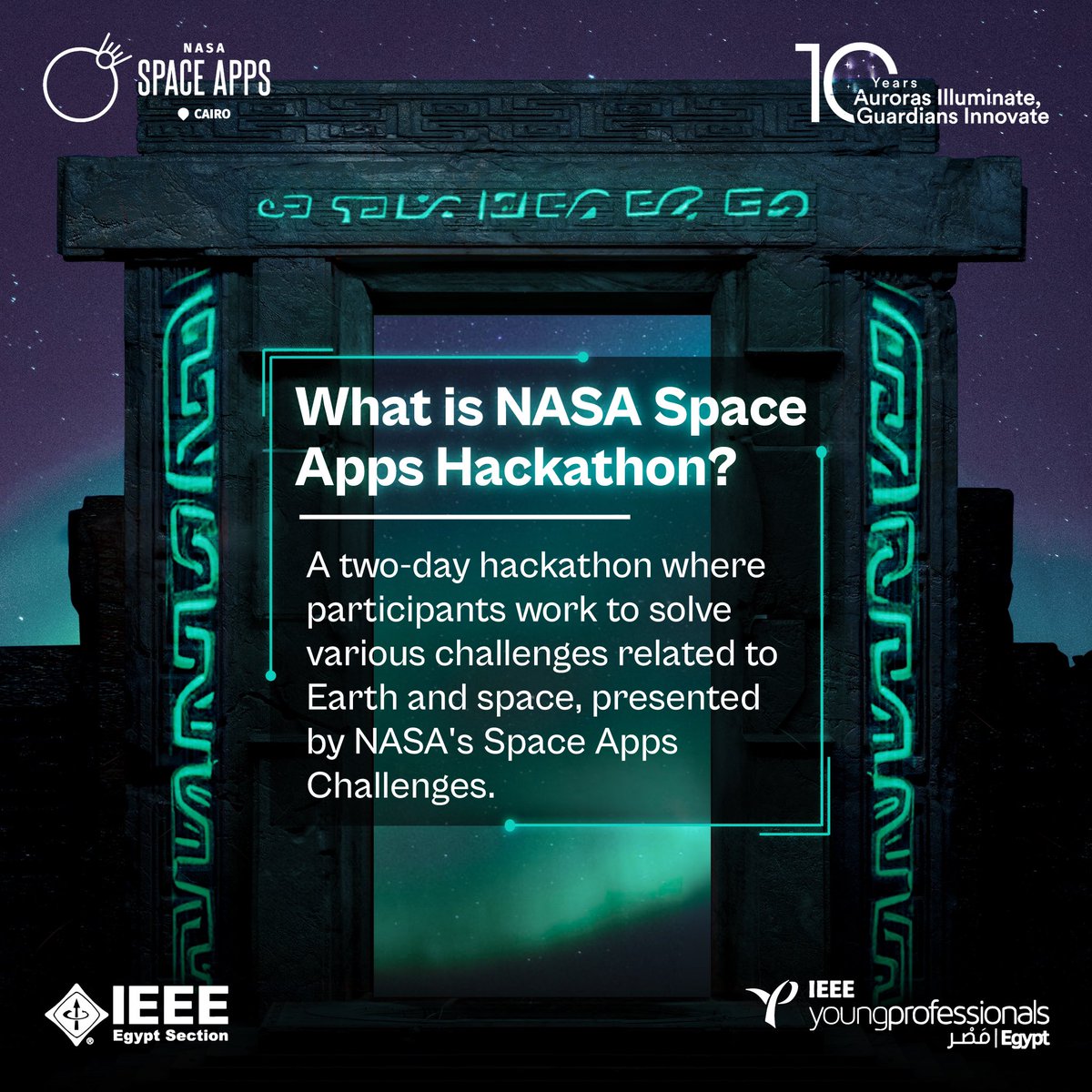 SpaceAppsCairo's tweet photo. Kickstart Your Journey!๐
Everything You Need to Know About NASA Space Apps Cairo Hackathon.๐๐ป
Register from: https://t.co/2lU2dlU9AG
#SpaceAppsCairo
#SpaceAppsCairo2024
#NASA #Space #Apps #Cairo
#10YearsAnniversary
#AurorasIlluminate_GuardiansInnovate https://t.co/9jeKJTH6ov