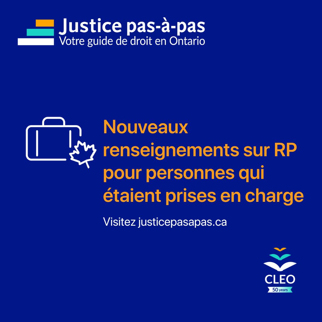 Justice pas-à-pas partage des informations sur la nouvelle voie d'accès à la résidence permanente pour les personnes qui étaient prises en charge comme enfants : outreach.cleo.on.ca/civicrm?civiwp…