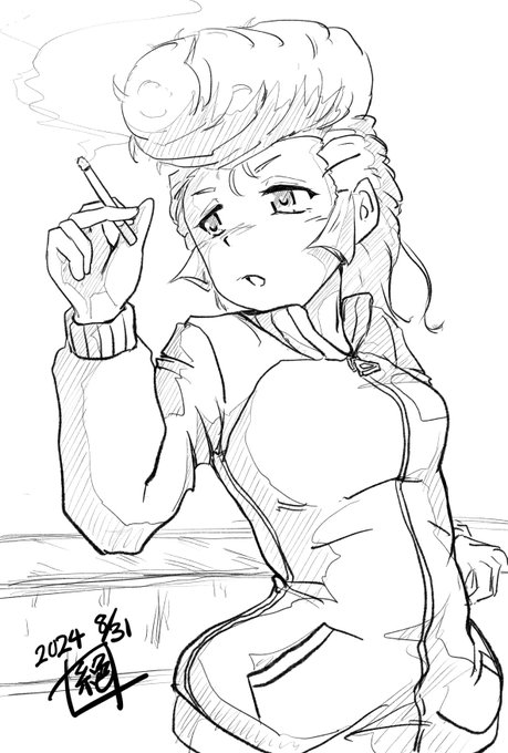 お邪魔させて頂いたスペースで
喫煙ユリの話題が出ていたので
描いてみた!
ユリはあんまり描いた事ないので久々に楽しいですわー

#ガルパン 