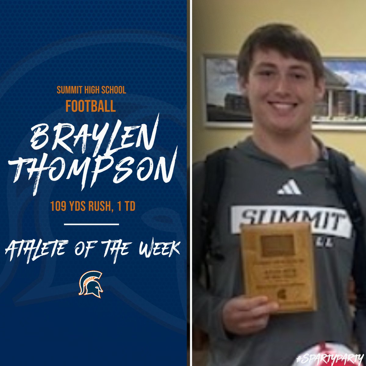 The Farm Bureau Insurance Athlete of the Week for August 19-24 was Braylen Thompson. He rushed for 109 yds and a TD in Summit's 28-16 win over Spring Hill.