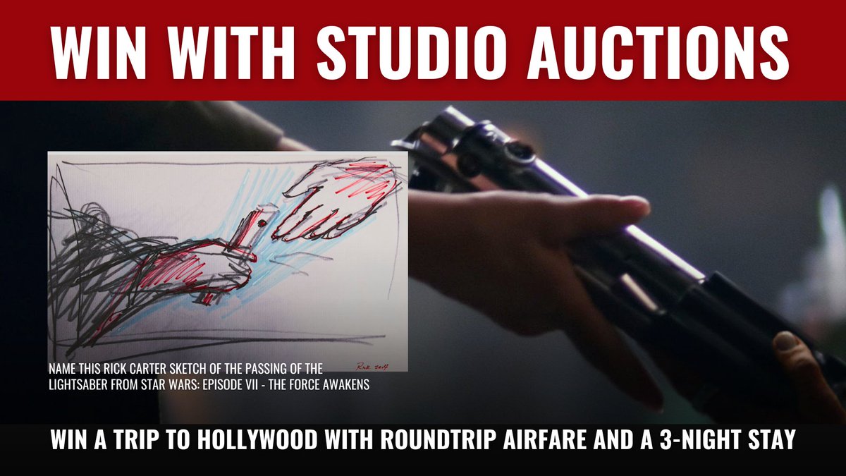 studio_auctions's tweet image. Do you want to be part of the #StarWars legacy? Name an iconic production sketch by Oscar-winning designer Rick Carter from #TheForceAwakens for a chance to win a trip to Hollywood!

Enter now at studioauctions.com
The winner will be announced on Sept 21.

#winatrip #contest
