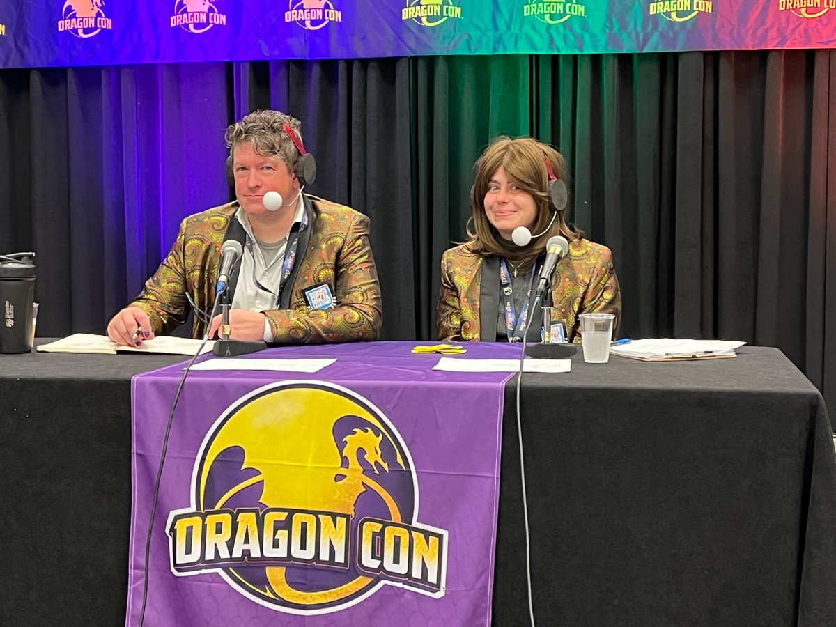 Our lovely commentators for Round 1 of Ultimate Puppet Ninja Warrior! @k80bot and @brodrickjones