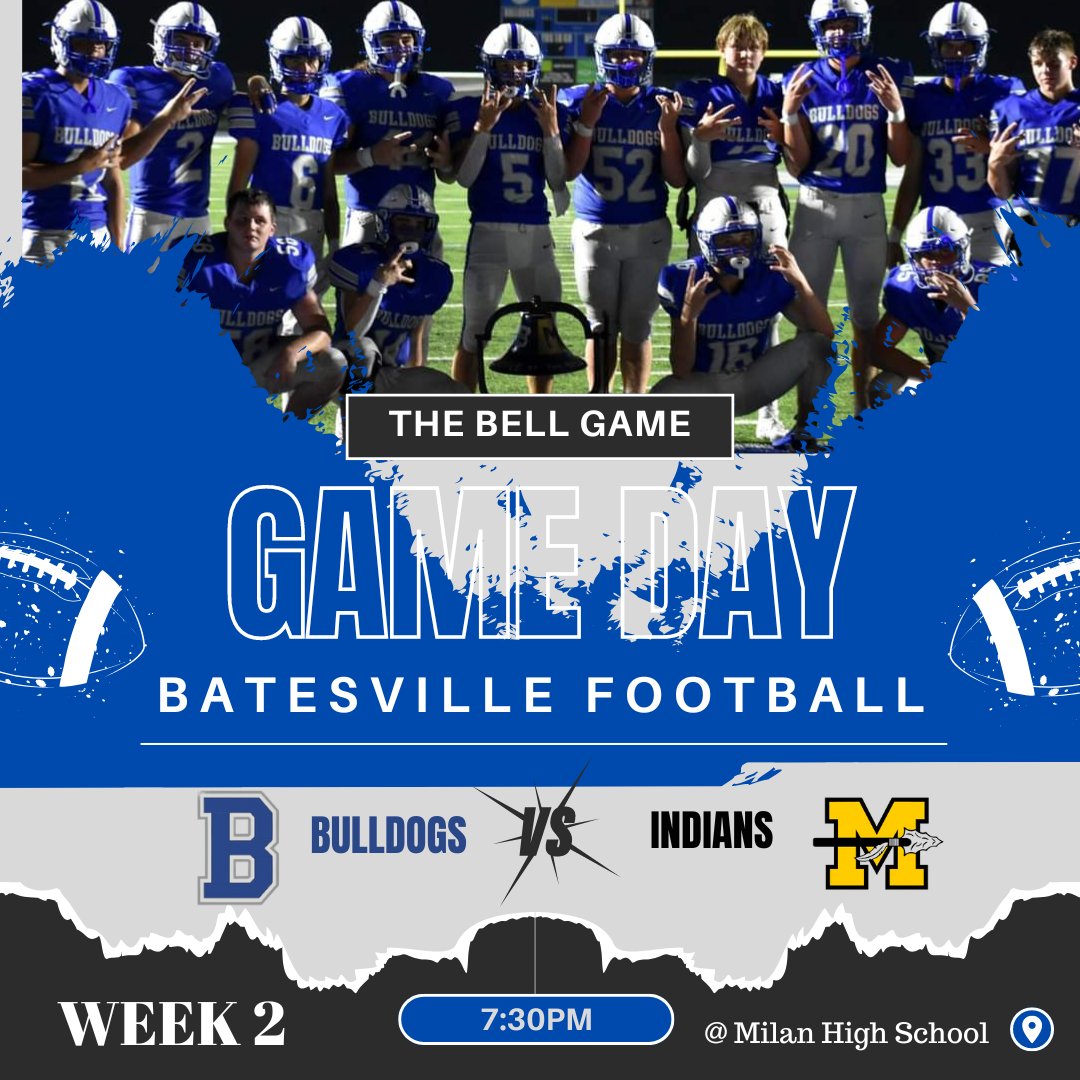 Game Day!!!

The Dawgs travel south to Milan to defend the 🔔!

Kick-off is at 7:30 pm!

Go Dawgs!