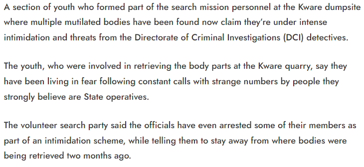 RealOmtatah's tweet photo. Dear Kenyans,

This is UNACCEPTABLE.

Citizen Digital reports that Kware youth who were retrieving bodies from dumpsite decry harassment by DCI.

Arrested. Threatened. Sad Stories.

Make noise about this. Retweet and let DCI know that Kenyans are WATCHING.

#KPLC  Blackout Oguda https://t.co/KORxauVM5A
