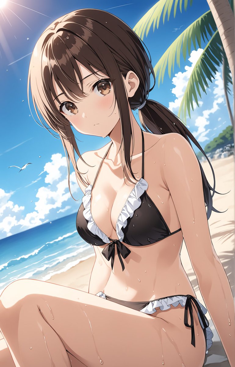 おはようございます(*'▽')ﾉｼ 8月最後の水着イラストになります
