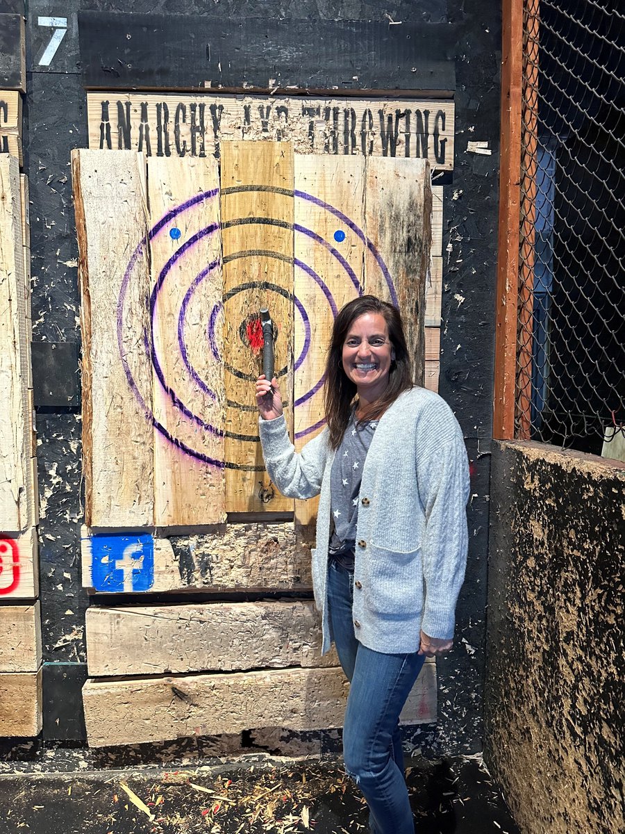 The IU Health admin team recently had a fun staff outing! The morning was full of professional growth. The day ended with axe throwing!