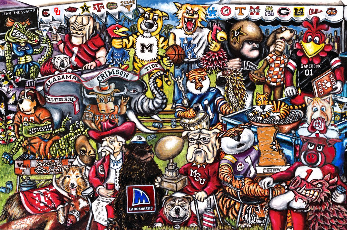 ThomasJordanGa1's tweet photo. Trying to find Thomas Jordan's Conference Prints at the lowest prices? Search no further than Tom's own store on Shopify for sports and entertainment themed paintings at the best prices.  #ncaafootball #SEC #Big12 #Big10 #ACCFootball https://t.co/CWejW0rRbB https://t.co/TJMuutgmFU