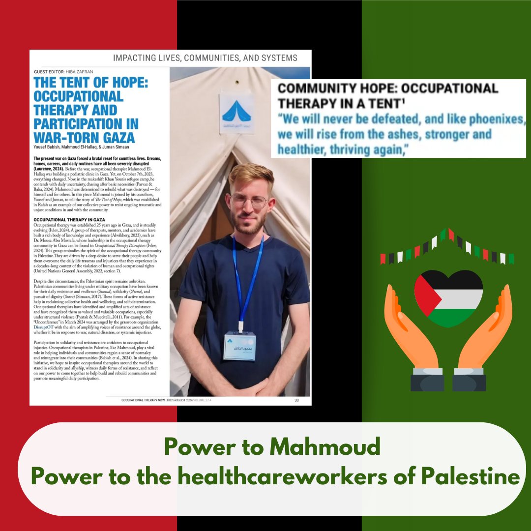 Occupational therapist محمود الحلاق, Mahmoud Subhi, was building a first-of-its-kind pediatric clinic in Gaza, but everything changed on October 7th. Mahmoud and his family were forced to leave everything. 
 
Support OT services in Gaza:
 tinyurl.com/MutualAidACT