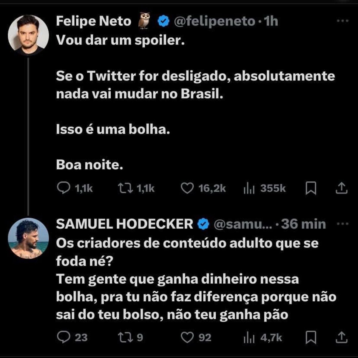 poptime's tweet photo. Criadores +18 começam a se desesperar com a possibilidade do X/Twitter ser BANIDO no Brasil. https://t.co/GU8X3cGJY6
