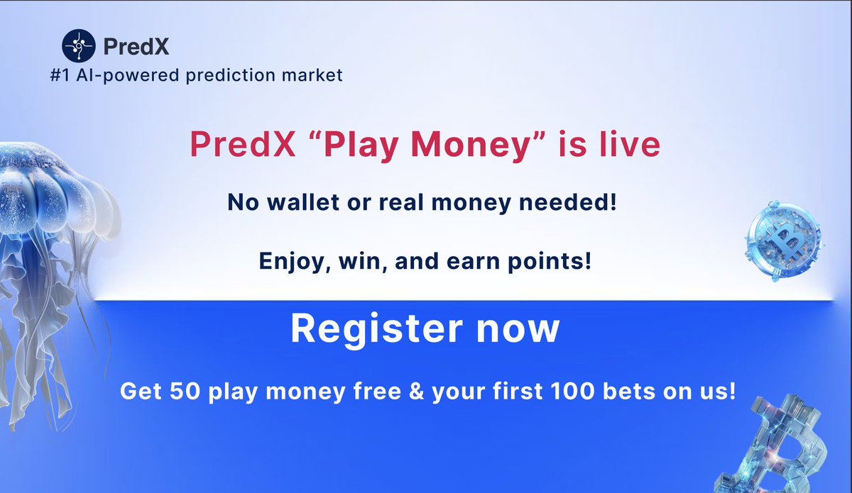 🌟Discover #PredX_AI, the AI-powered prediction market revolutionizing event trading! 🚀Trade &amp; profit from any event with AI-driven insights on decentralized blockchains like #Base, #Sei, and #Bitlayer. Earn PRDX points and more! 🌐Learn more: bit.ly/46xcia2 #Crypto #AI