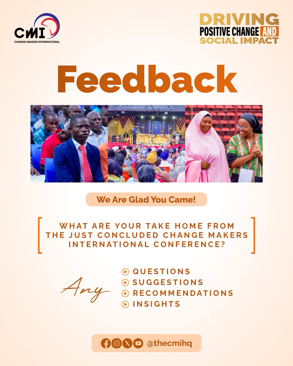 As we reflect on the program, we'd love to hear from YOU

Share your thoughts, feedback, and testimonials about your experience at the Change Makers program!

What did you learn?
How were you inspired?
What impact will you make?

#ChangeMakersInternational
#CMIPortHarcourt