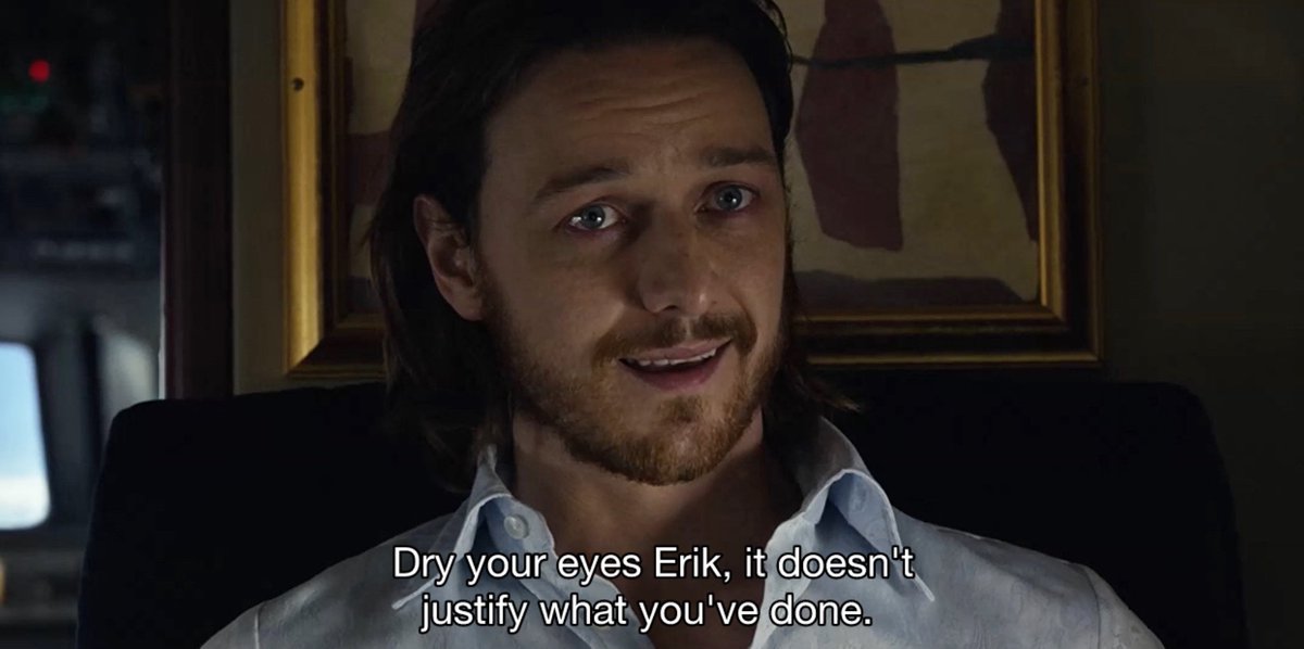 dailycherik's tweet photo. do you ever think about how when charles told erik "you took the things that mean the most to me" he actually meant raven and erik himself, and when erik replied "maybe you should have fought harder for them" he actually meant to say "maybe you should have fought harder for ME" in a way 🥲
