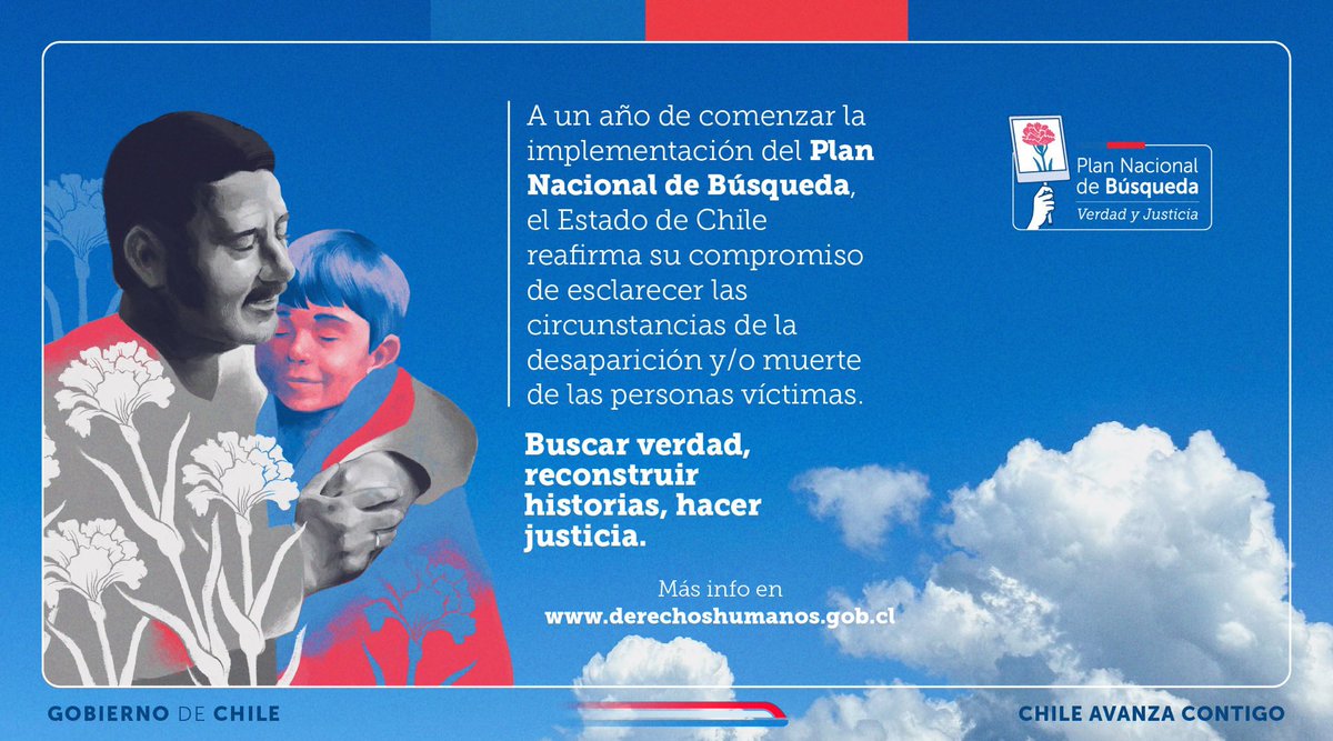 ￼Conmemoramos a las personas víctimas de desaparición forzada, una violación grave de los derechos humanos.

A través del #PlanNacionaldeBúsqueda, nos hacemos cargo de esclarecer la trayectoria de buscar verdad, reconstruir historias y hacer justicia.

￼derechoshumanos.gob.cl