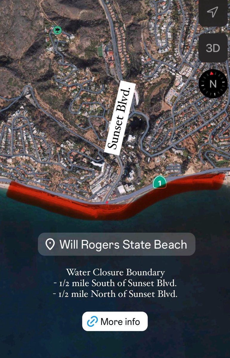 LACoLifeguards (@lacolifeguards) on Twitter photo The water closure boundary at Will Rogers extends a 1/2 mile in each direction of Sunset Blvd per <a href="/lapublichealth/">LA Public Health</a> The water closure boundary at Will Rogers extends a 1/2 mile in each direction of Sunset Blvd per <a href="/lapublichealth/">LA Public Health</a>