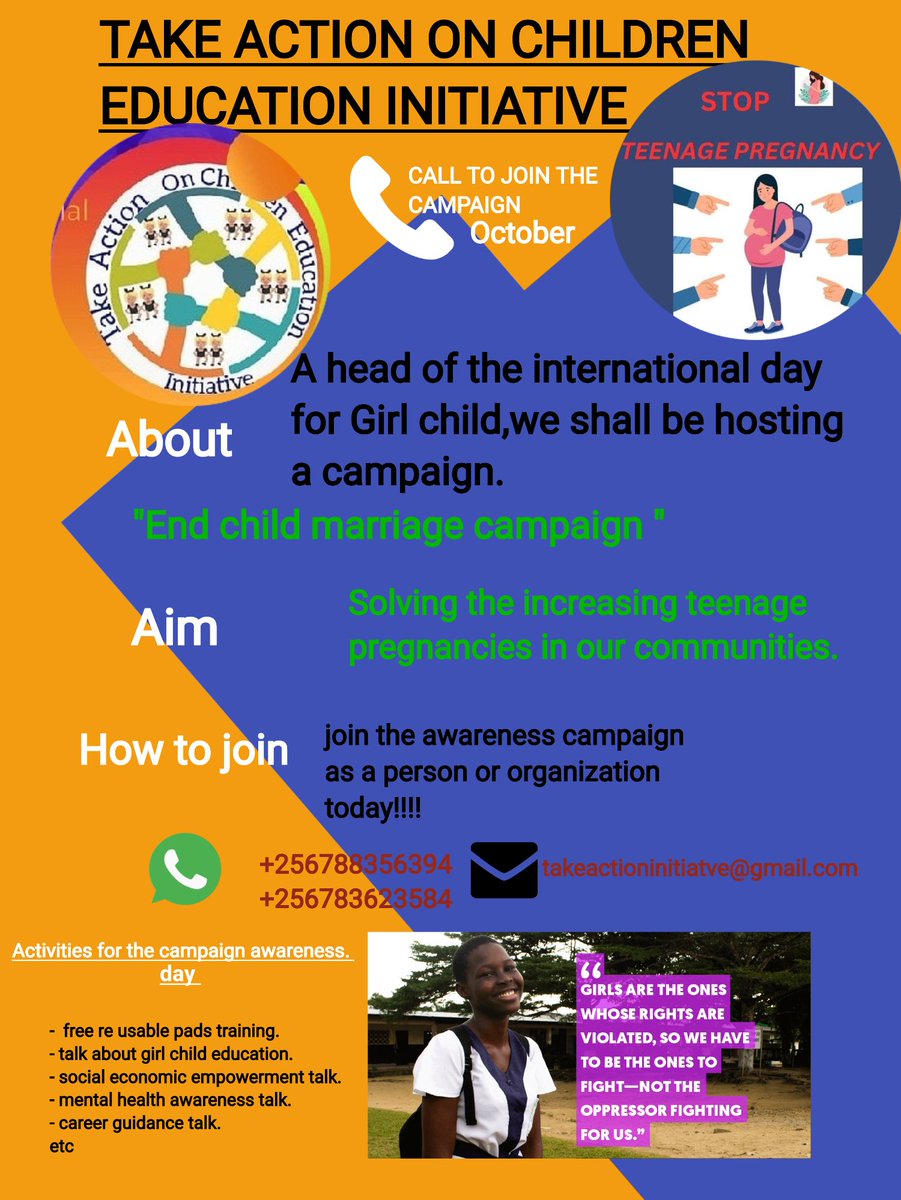 Take action on children education initiatve (@takeactinitia) on Twitter photo Join and we make a difference together !!!!!!
<a href="/akankunda10953/">Queen Akankunda Rachael</a> <a href="/oliva_auma/">auma oliva</a> <a href="/GirlsNotBrides/">Girls Not Brides</a> <a href="/girlup_lira/">Girl Up lira</a> <a href="/child3530/">Educate The Girl Child</a> <a href="/RaisingVoices/">Raising Voices</a> <a href="/RaisingTeensUg2/">Raising Teenagers Uganda🇺🇬</a> <a href="/ChildDefender/">Children's Defense Fund</a> Join and we make a difference together !!!!!!
<a href="/akankunda10953/">Queen Akankunda Rachael</a> <a href="/oliva_auma/">auma oliva</a> <a href="/GirlsNotBrides/">Girls Not Brides</a> <a href="/girlup_lira/">Girl Up lira</a> <a href="/child3530/">Educate The Girl Child</a> <a href="/RaisingVoices/">Raising Voices</a> <a href="/RaisingTeensUg2/">Raising Teenagers Uganda🇺🇬</a> <a href="/ChildDefender/">Children's Defense Fund</a>