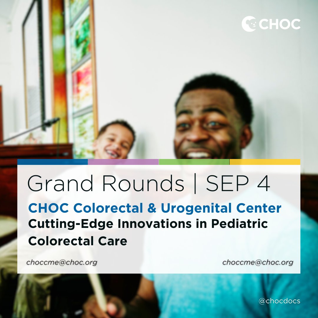 Join us alongside the CHOC Colorectal &amp; Urogenital Center for a special Grand Rounds on Cutting-Edge Innovations in Pediatric Colorectal Care! Register here: chocchildrens.zoom.us/webinar/regist…

This live activity has been approved for up to 1.0 AMA PRA Category 1 Credits™.