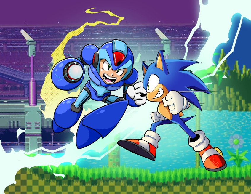 Astrobollo's tweet image. After the release of @segavscapcom 's new beta, me and @AkariDraws got inspired immediately to do this fanart collab with our favorite characters. Kudos to her for the background composition. 😊
#sega #capcom #sonicthehedgehog #megaman #megamanx #segavscapcom #fgc