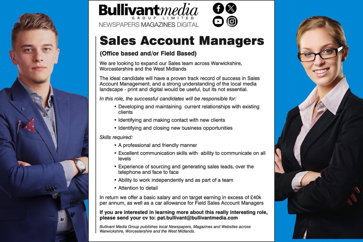 We're hiring!!! See below for more. 👇 #jobs #mediasales #sales #westmidlands