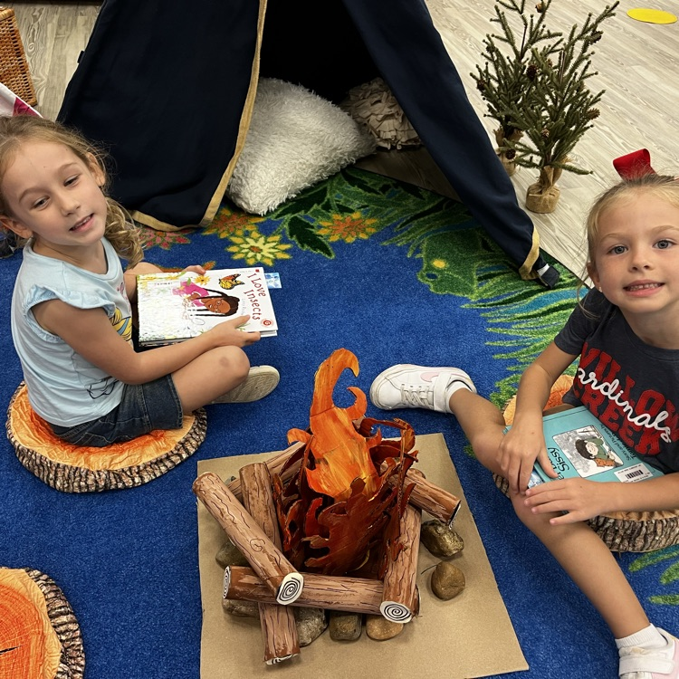 HumbleISD_WCE's tweet image. 📚🔥 Cozy up with a good book! Our readers had a *"campfire adventure"* right in the library! 🏕️✨ Nothing beats a good story under the tent. 📖❤️ #CampfireReading #LibraryFun