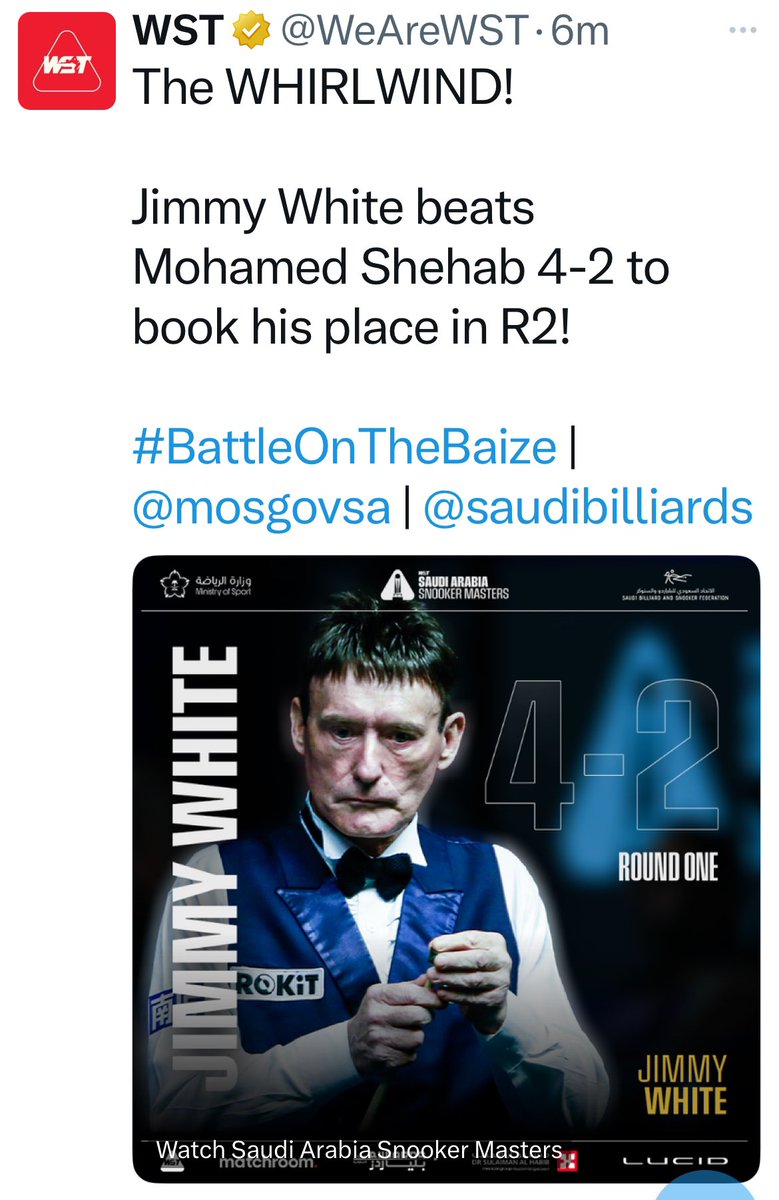 There’s only one <a href="/jimmywhite147/">Jimmy White MBE</a> #WeAreROKiT