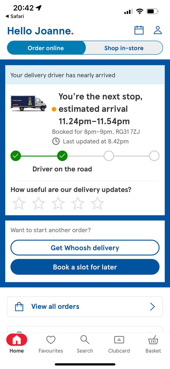 Oh goody Tesco, just call me Cinderella as my shopping arrives at midnight instead of 8pm 🤦🏻‍♀️ 😴 <a href="/Tesco/">Tesco</a> #latenight #tiredtomorrow