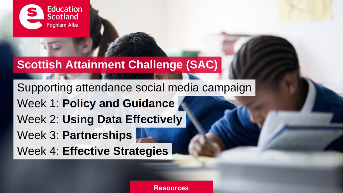 Following our report, 'Improving Attendance: Understanding the Issues', we have put together a suite of resources to support schools &amp; local authorities improve attendance. The campaign will kick off next week. #ScottishAttainmentChallenge 

👉 ow.ly/i0lM50Tb7yK