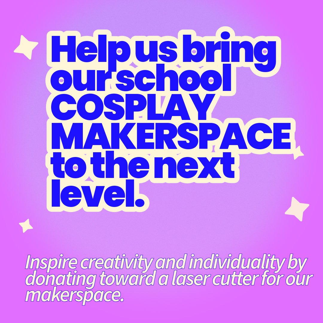 It’s payday!!! Help us get a laser cutter for our cosplay makerspace. Donate to our donors choose project to empower the next generation of innovators and designers. 

Donate here: bit.ly/cosplayJCHS

#donorschoose #clearthelist #makerspaces