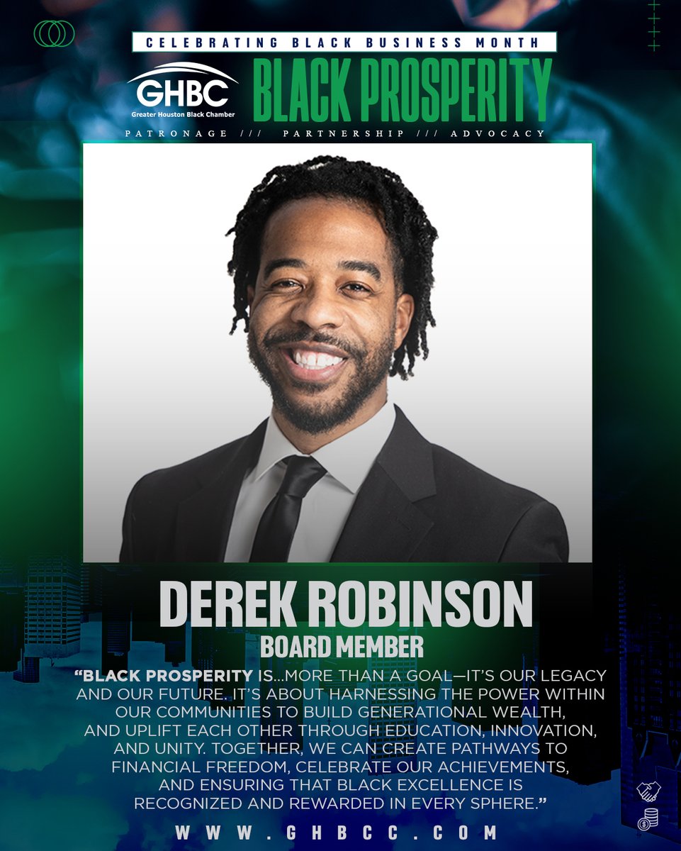 Houston’s Black entrepreneurs are building legacies and creating wealth for generations. Celebrate their success this #BlackBusinessMonth! 
--
#GHBC #HoustonBlackChamber  #EmpowerBlackProsperity #SupportBlackBusiness #BlackExcellenceHTX