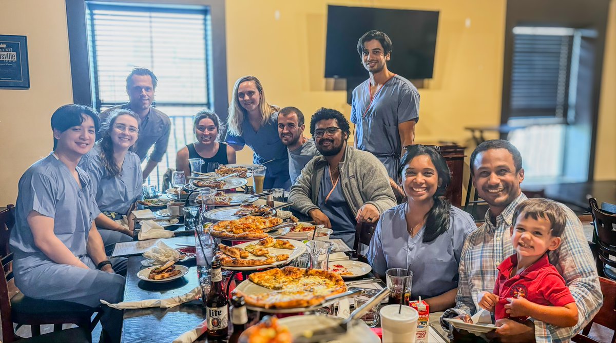 Spending time with <a href="/UofLRadiology/">Louisville Radiology</a> residents discussing contrast premedication regimens over pizza. Journal clubs are a great way to take published ideas and share experiences while listen to each other's opinions on issues important to our trainees! <a href="/UofLHealth/">UofL Health</a> #Radiology #RadRes