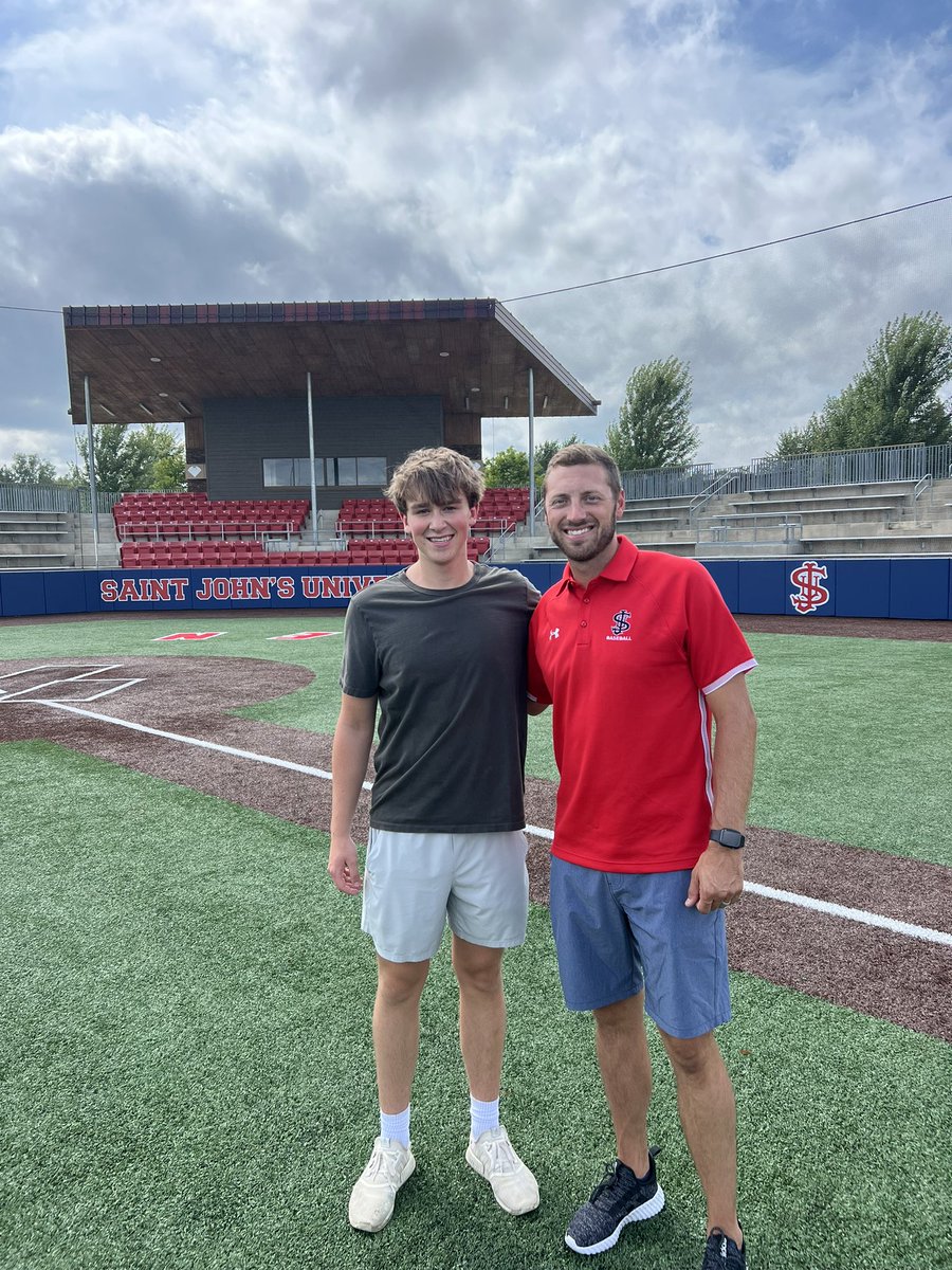 Had a great visit at St.John’s! Thanks so much <a href="/SJU_Baseball/">SJU Baseball</a> for inviting me up to the campus. Beautiful area and very cool baseball facilities. Was fun meeting current players and alumni!
<a href="/Scott_Lieser/">Scott Lieser</a> <a href="/spohnman/">Jason Spohn</a>