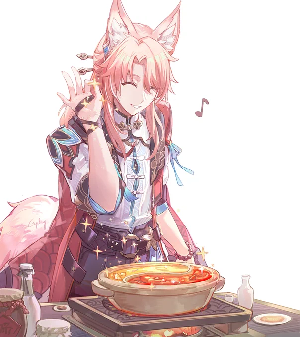 salt bae, but hot pot 