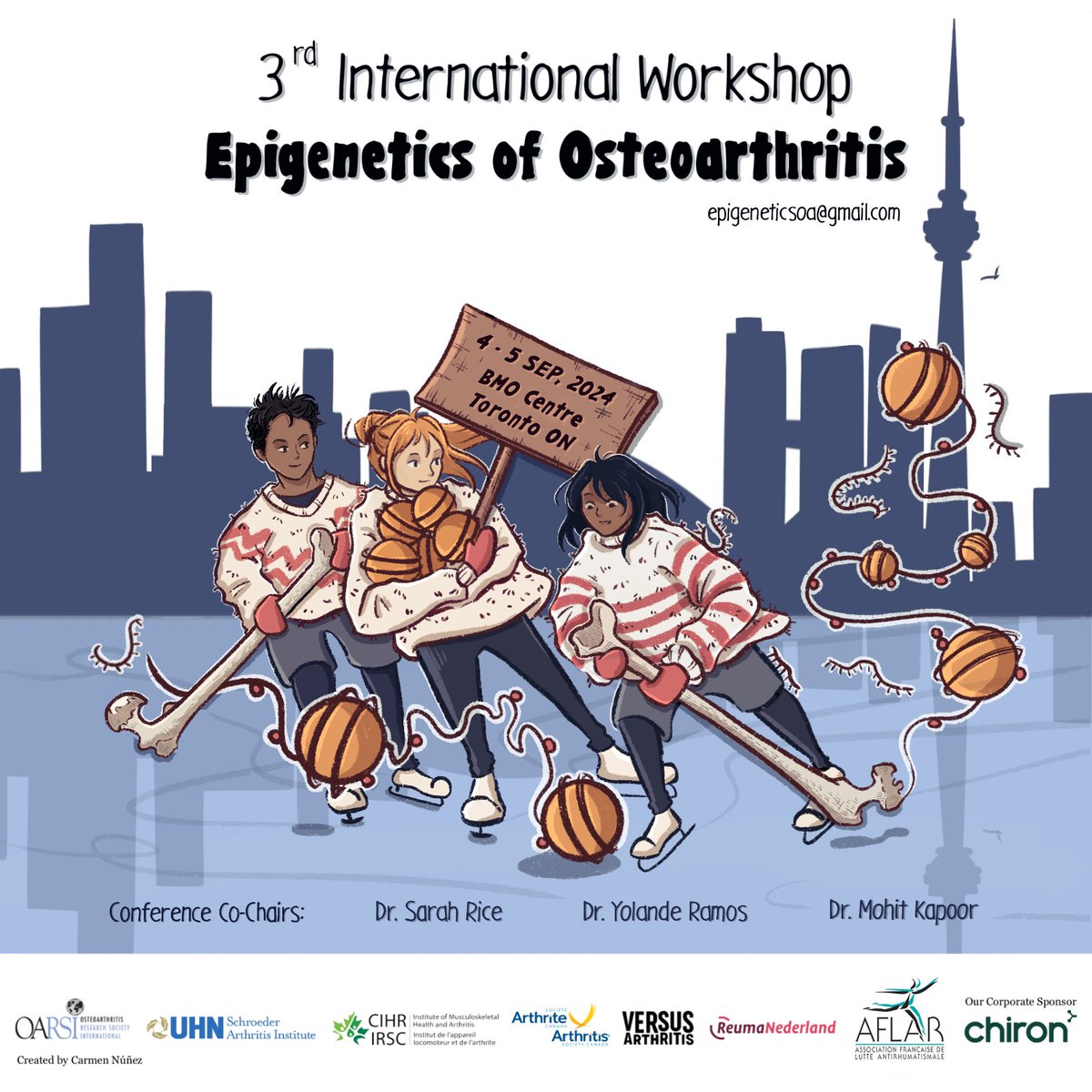 The 3rd International Workshop on the #Epigenetics of #OA starts on Sep 4! Looking forward to welcoming all national and international speakers and attendees in Toronto next week for this two day event! #EpigeneticsOA2024