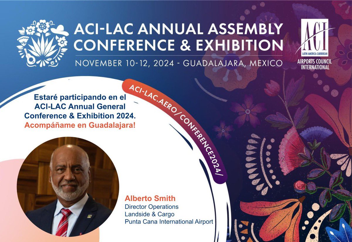 ¡Estamos emocionados de anunciar que Alberto Smith, nuestro Director de Operaciones de Terminal/Mantenimiento &amp; Carga, participará en la Asamblea Anual y Exposición de ACI-LAC 2024 en Guadalajara, México, del 11 al 12 de noviembre!

El tema de este año, “Desarrollando las Bases