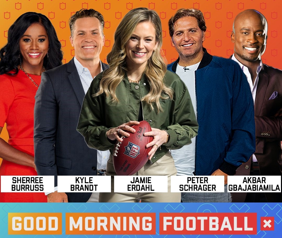 NFLMedia's tweet image. GMFB: Overtime syndication across local TV stations begins TODAY!

Join @JamieErdahl @PSchrags @KyleBrandt @Akbar_Gbaja @SherreeBurruss on @gmfb: Overtime!

Check local listings for time/station