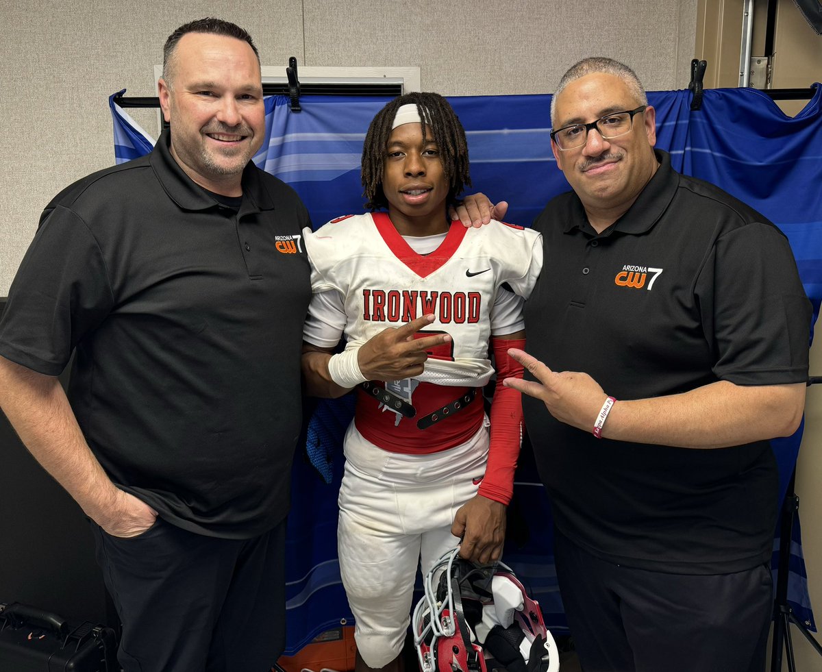 Sonya Tellez (@stellez34) on Twitter photo Shout out to our #ThursdayNightKickoff PLAYER OF THE GAME: <a href="/IronwoodFball/">Ironwood Eagles Football</a>
QB #2 Khavontae Paul <a href="/k_vontae08/">KhaVontae Paul</a>
<a href="/EpicSportsTV/">Epic Sports Network</a> <a href="/CW7Arizona/">CW7AZ</a> <a href="/JP_Bcast/">James Poovey 🎙️</a> <a href="/edcole43/">Edward Cole</a>
#AZHSFB CONGRATULATIONS! Shout out to our #ThursdayNightKickoff PLAYER OF THE GAME: <a href="/IronwoodFball/">Ironwood Eagles Football</a>
QB #2 Khavontae Paul <a href="/k_vontae08/">KhaVontae Paul</a>
<a href="/EpicSportsTV/">Epic Sports Network</a> <a href="/CW7Arizona/">CW7AZ</a> <a href="/JP_Bcast/">James Poovey 🎙️</a> <a href="/edcole43/">Edward Cole</a>
#AZHSFB CONGRATULATIONS!