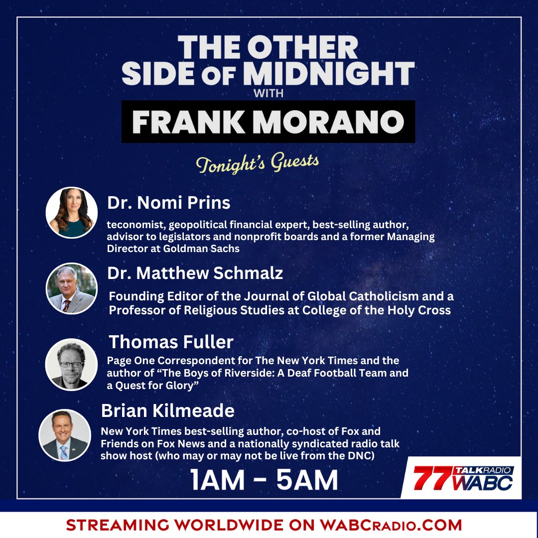Frank Morano (@frankmorano) on Twitter photo What's it like to cover a deaf football team??
I explored that yesterday with <a href="/thomasfullerNYT/">Thomas Fuller</a>. Listen to our discussion here. wabcradio.com/episode/morano…
I also broke down the news of the day w/ <a href="/kilmeade/">Brian Kilmeade</a> & learned from <a href="/NoamLaden/">Noam Laden</a> why the Pentagon is advertising on <a href="/Tinder/">Tinder</a>. What's it like to cover a deaf football team??
I explored that yesterday with <a href="/thomasfullerNYT/">Thomas Fuller</a>. Listen to our discussion here. wabcradio.com/episode/morano…
I also broke down the news of the day w/ <a href="/kilmeade/">Brian Kilmeade</a> & learned from <a href="/NoamLaden/">Noam Laden</a> why the Pentagon is advertising on <a href="/Tinder/">Tinder</a>.