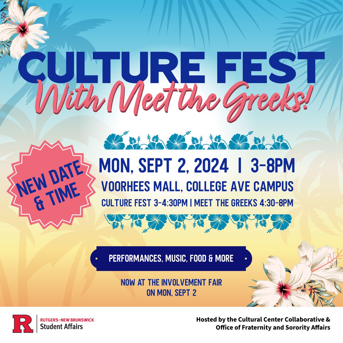 IMPORTANT UPDATE: Culture Fest with Meet the Greeks is now on Monday, September 2, 2024, from 3–8 PM at Voorhees Mall, College Ave Campus! Find us at the Involvement Fair on the same day. Don’t miss out on this vibrant celebration!