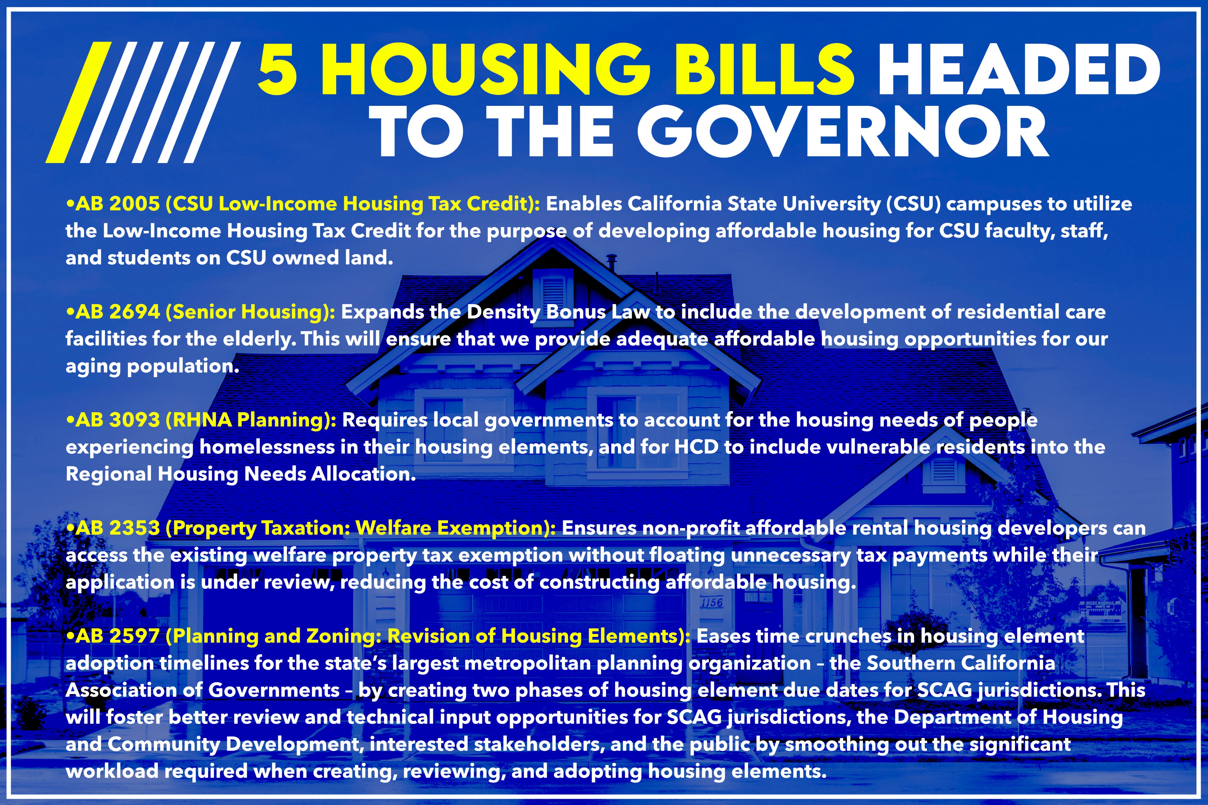 Assemblymember Chris Ward on X: &ldquo;Proud that five of my housing 